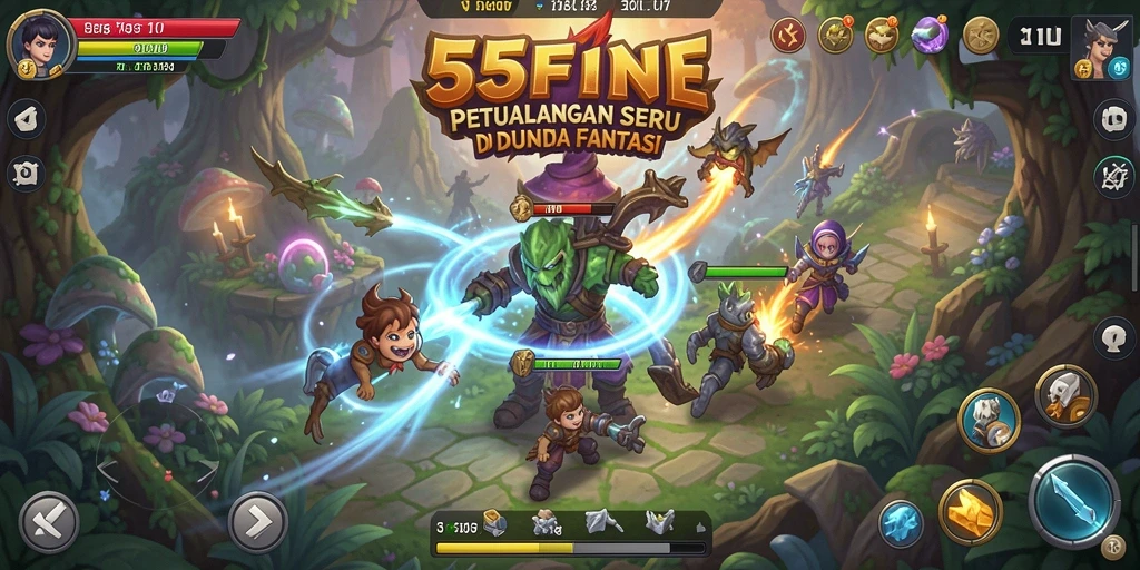 Tangkapan layar menunjukkan petualangan seru di dunia 55FIVE.