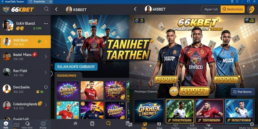 Tampilan antarmuka aplikasi 66KBET untuk taruhan olahraga.