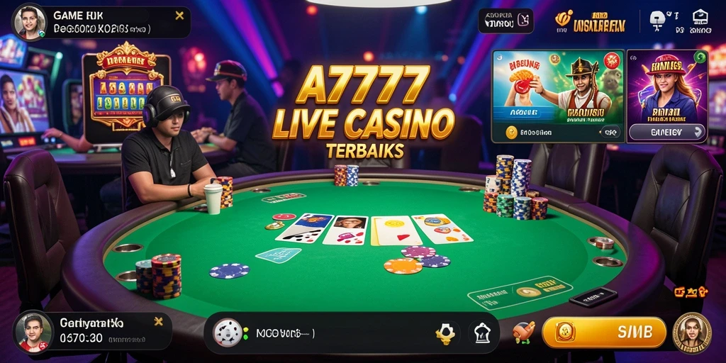 Screenshot A7777 menampilkan dealer langsung dalam sesi permainan yang mendebarkan.