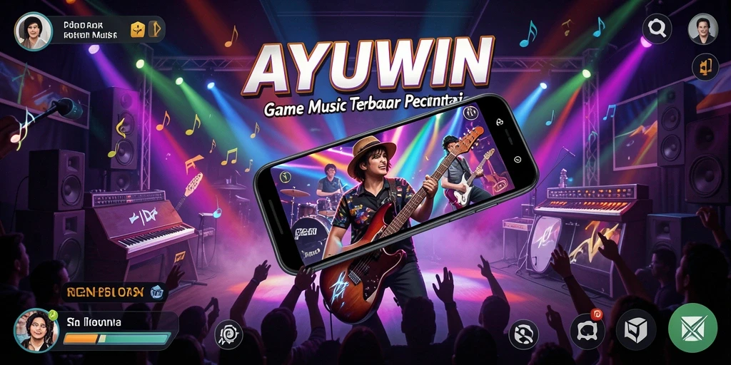 Tampilan gameplay AYUWIN yang menyenangkan dengan berbagai pilihan lagu.