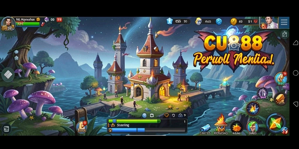 Tampilan screenshot CU888 menampilkan aksi menara pertahanan yang mendebarkan.