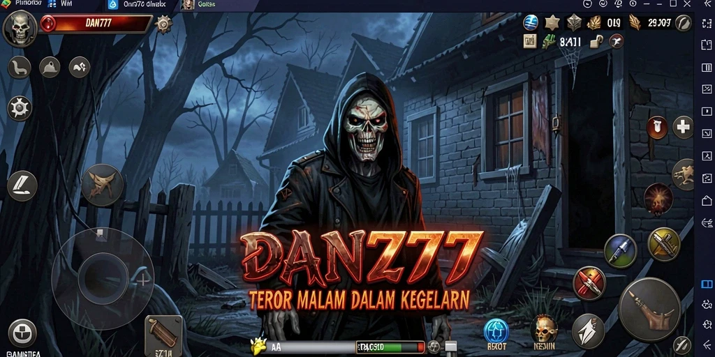 Screenshot gameplay DAN777 menunjukkan suasana horror yang menegangkan.