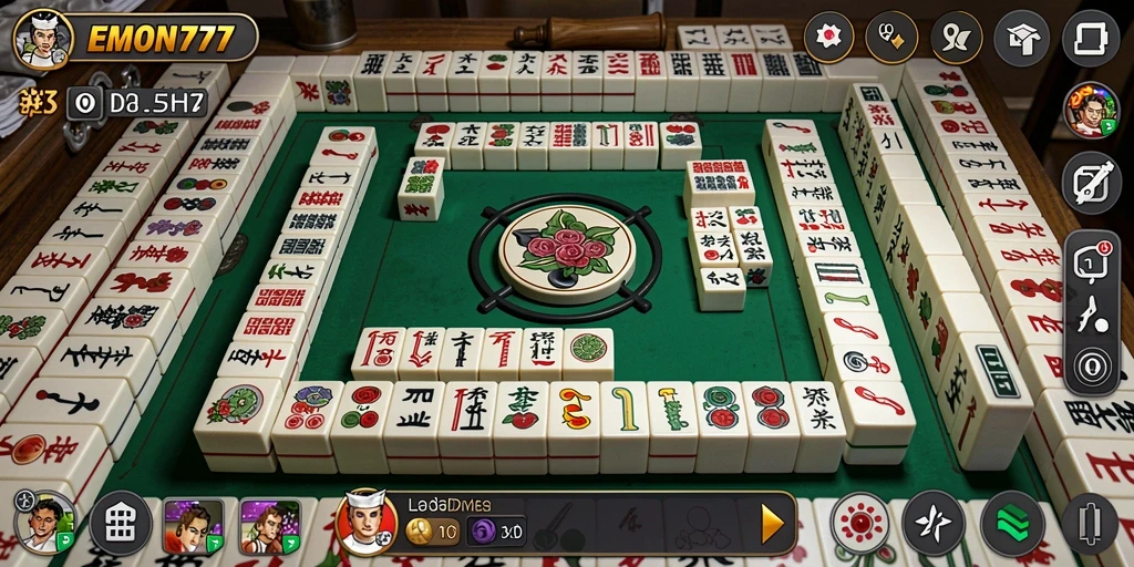 Tampilan gameplay EMON777 yang seru dengan ubin Mahjong.