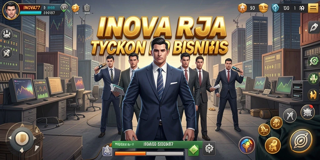 Tampilan gameplay <strong>INOVA77</strong> yang menampilkan pengelolaan bisnis yang menarik.