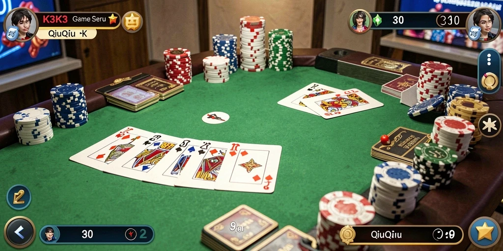 Tampilan menarik penghargaan dalam permainan QiuQiu K3K3.