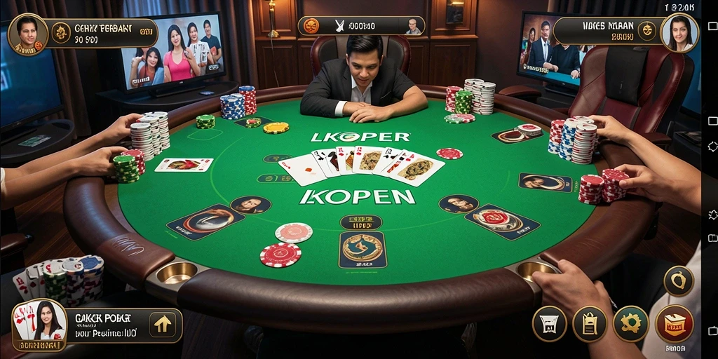 Tampilan gameplay Poker yang menarik dan mendebarkan di LKOPEN.