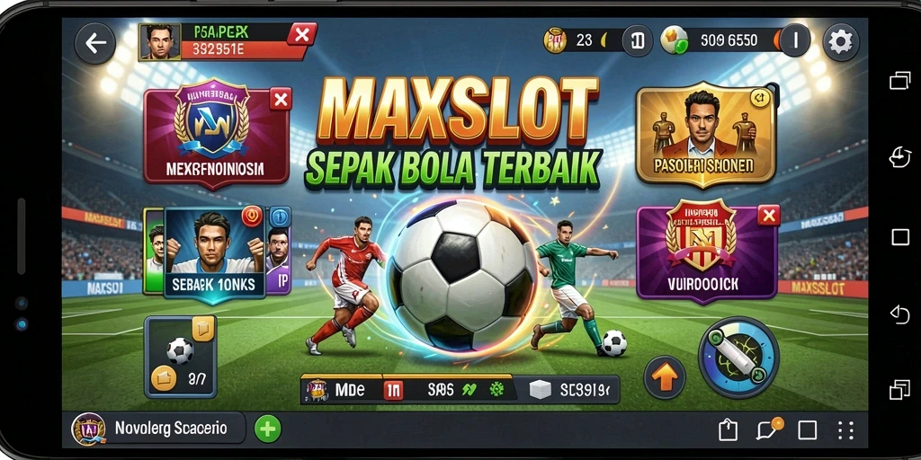 Tampilan gameplay menarik dari <strong>MAXSLOT</strong> yang menunjukkan aksi di lapangan sepak bola.