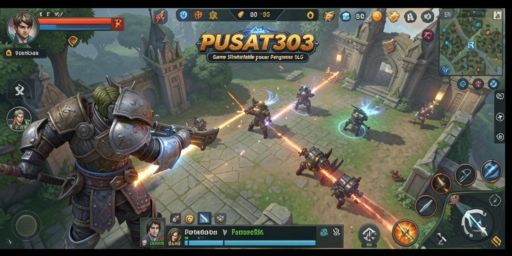 Screenshot gameplay PUSAT303 yang menunjukkan pertempuran strategis.