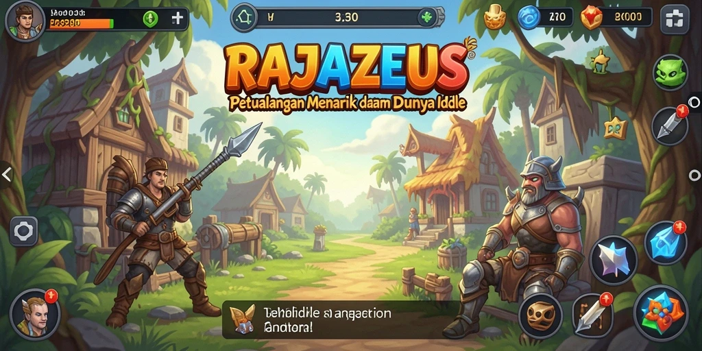 Screenshot utama RAJAZEUS menunjukkan aksi seru dalam gameplay Idle.