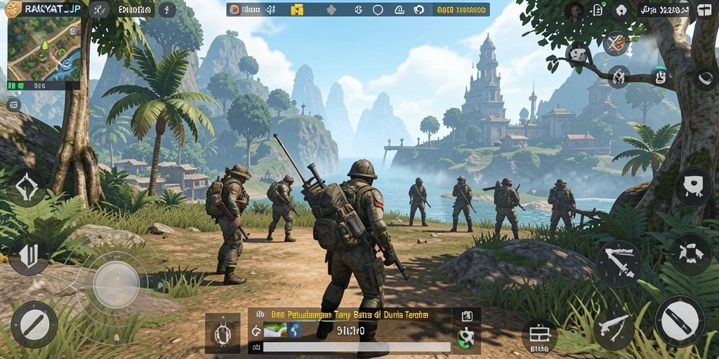 Screenshot gameplay RAKYATJP menunjukkan dunia terbuka yang luas dan interaktif.