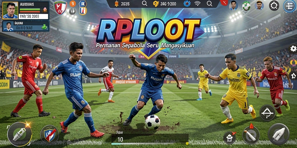 Tampilan gameplay RPLOOT dengan aksi sepakbola yang mendebarkan.