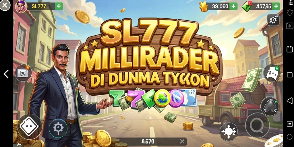 Tampilan gameplay SL777 dengan pengelolaan bisnis Tycoon.
