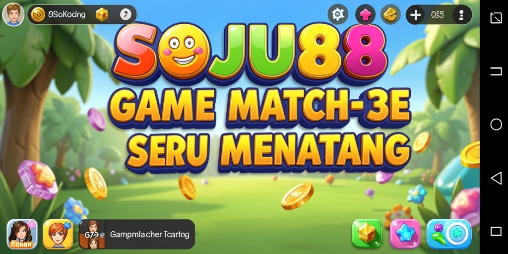 Tampilan gameplay Match-3 menantang dan seru di SOJU88.