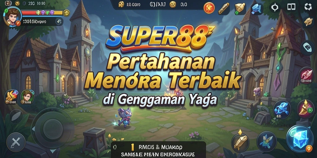 Screenshot gameplay SUPER88 menampilkan aksi menara pertahanan yang mendebarkan.