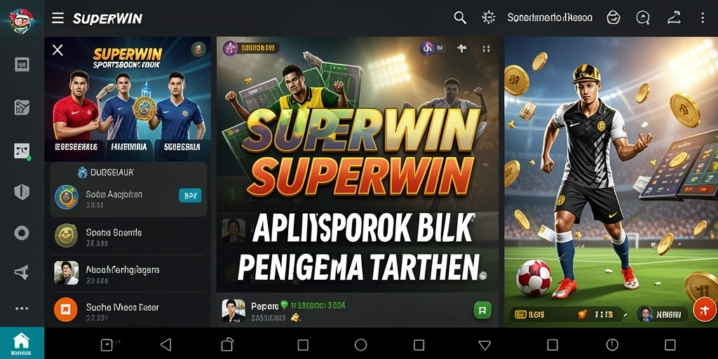 Screenshot menunjukkan tampilan antarmuka Sportsbook SUPERWIN yang menarik.
