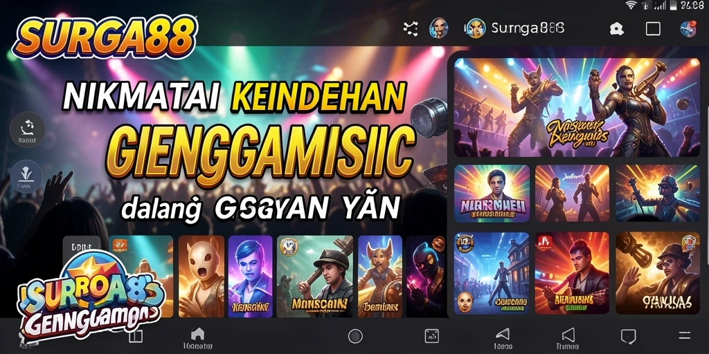 Screenshot utama SURGA88 menampilkan pengguna yang bernyanyi dan menikmati musik.