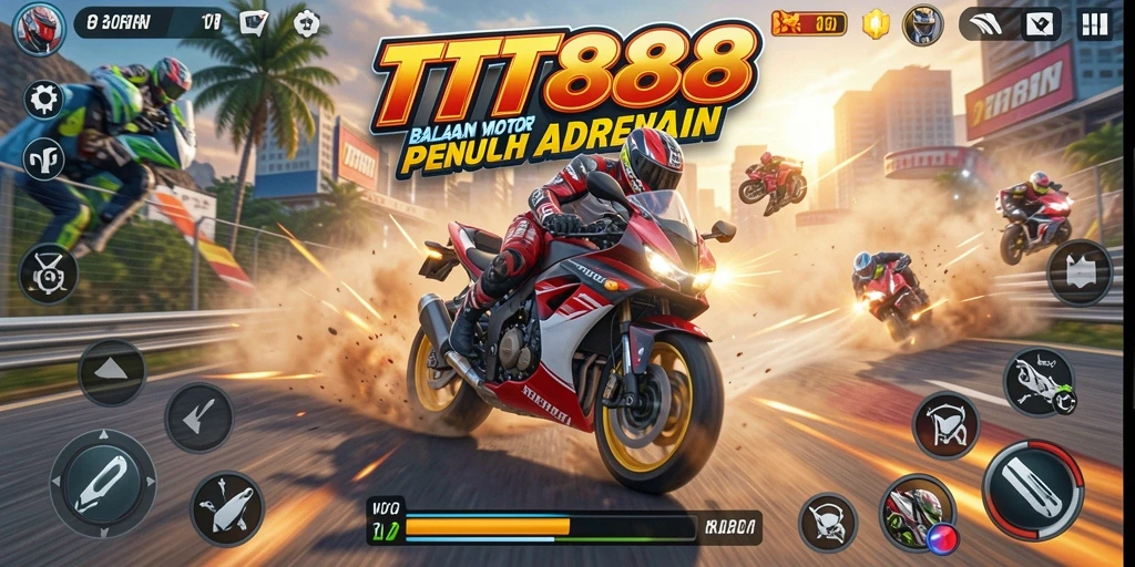 Gameplay seru TTT888 dengan balapan motor yang cepat.