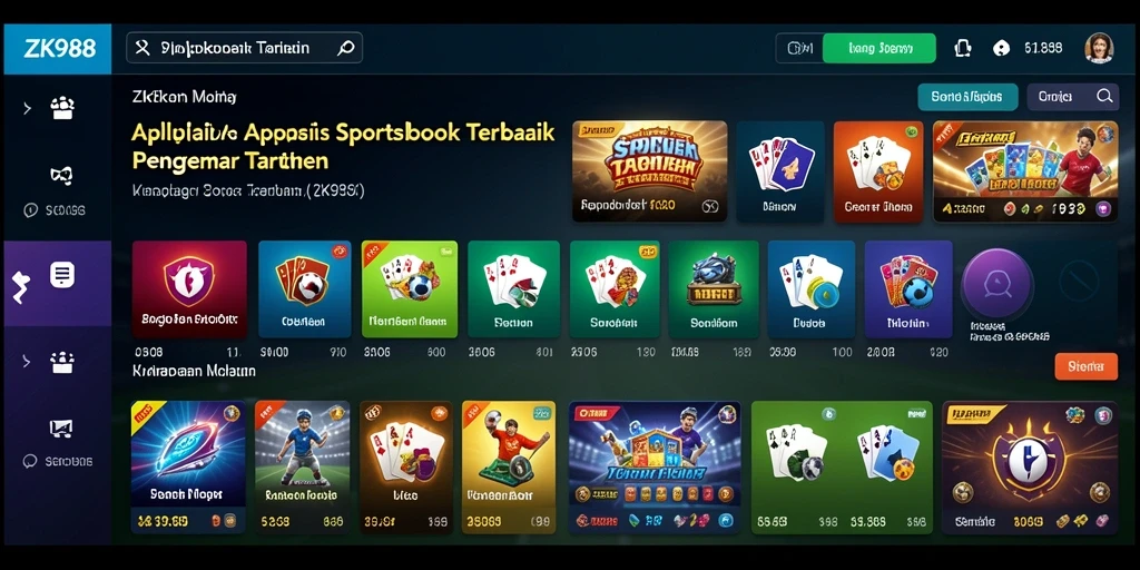 Tampilan aplikasi ZK988 dengan fitur taruhan yang menarik.